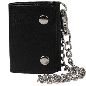 Men's RFID Signal Blocking Motorcycle Wallet with Chain Black